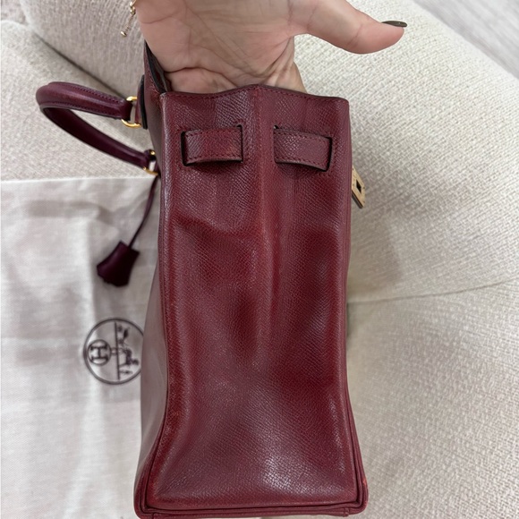 Authentic HERMES KELLY 32 Burgundy Leather courchevel Rouge Ash - Picture 8 of 16